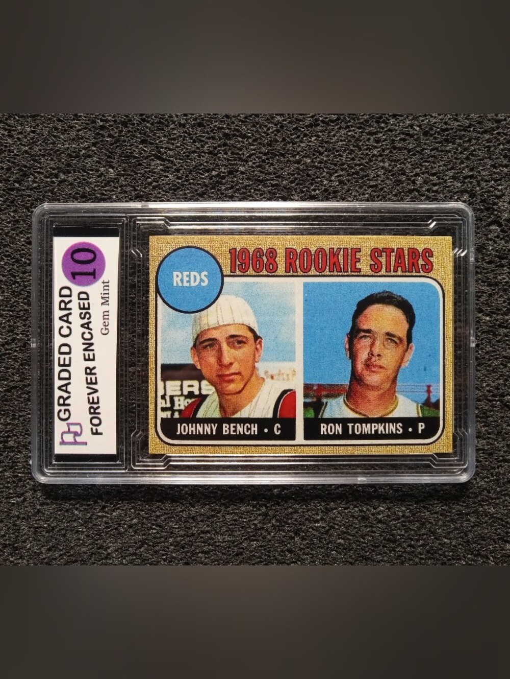 Johnny Bench, Ron Tomkins Cincinnati Reds HOF Baseball Card
